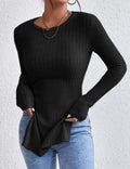 Ladies Crew Neck Split Hem Knit Sweater G2005 - SWEETKAMA