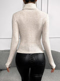 Ladies Cut Out Front Turtleneck Knit Sweater G1107 - SWEETKAMA