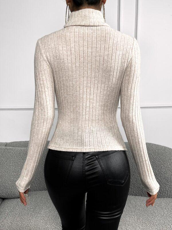 Ladies Cut Out Front Turtleneck Knit Sweater G1107 - SWEETKAMA