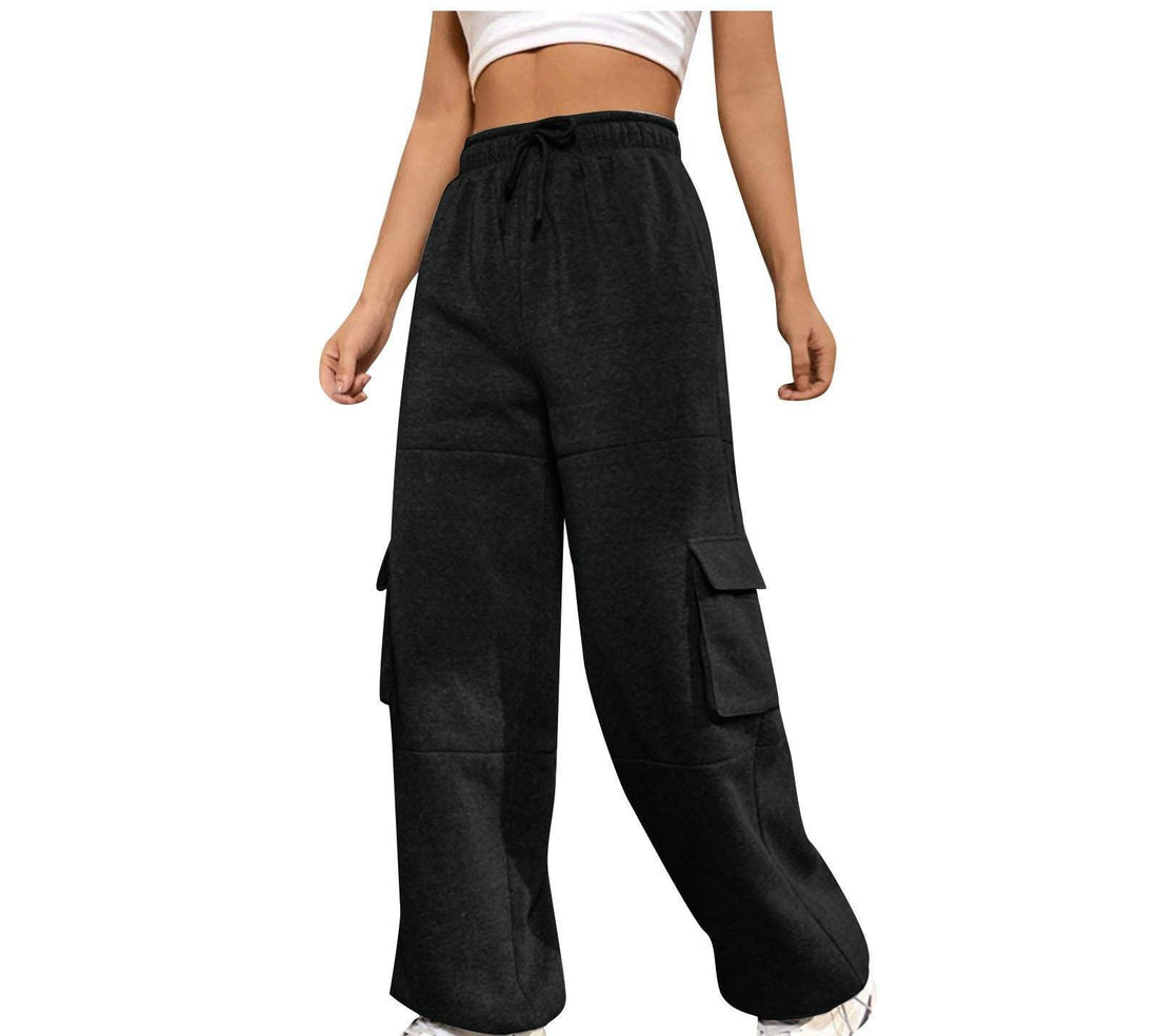 Ladies Elastic Waist Wide Leg Sweatpants 1056 - SWEETKAMA