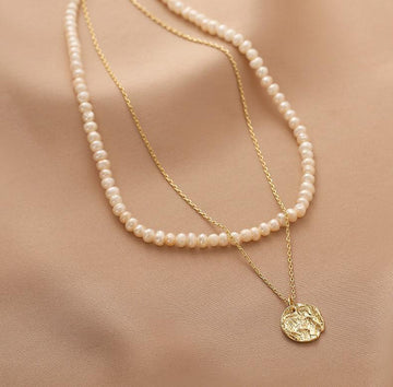 Ladies Fake Pearl Beads Circle Disc Pendent Necklace Set SKAJ010 - SWEETKAMA