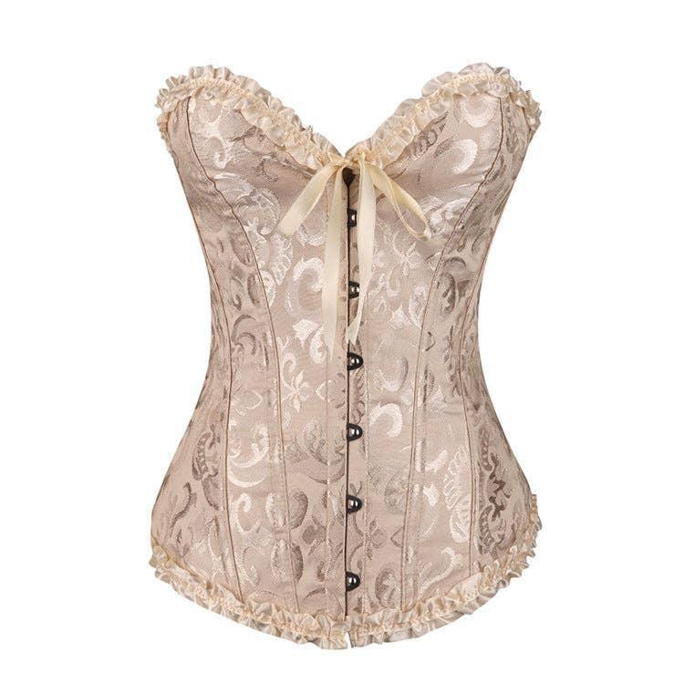 Ladies Floral Bone Back Lace Up Vintage Corset 078 - SWEETKAMA