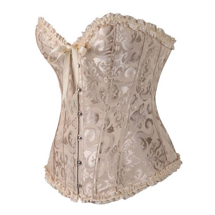 Ladies Floral Bone Back Lace Up Vintage Corset 078 - SWEETKAMA