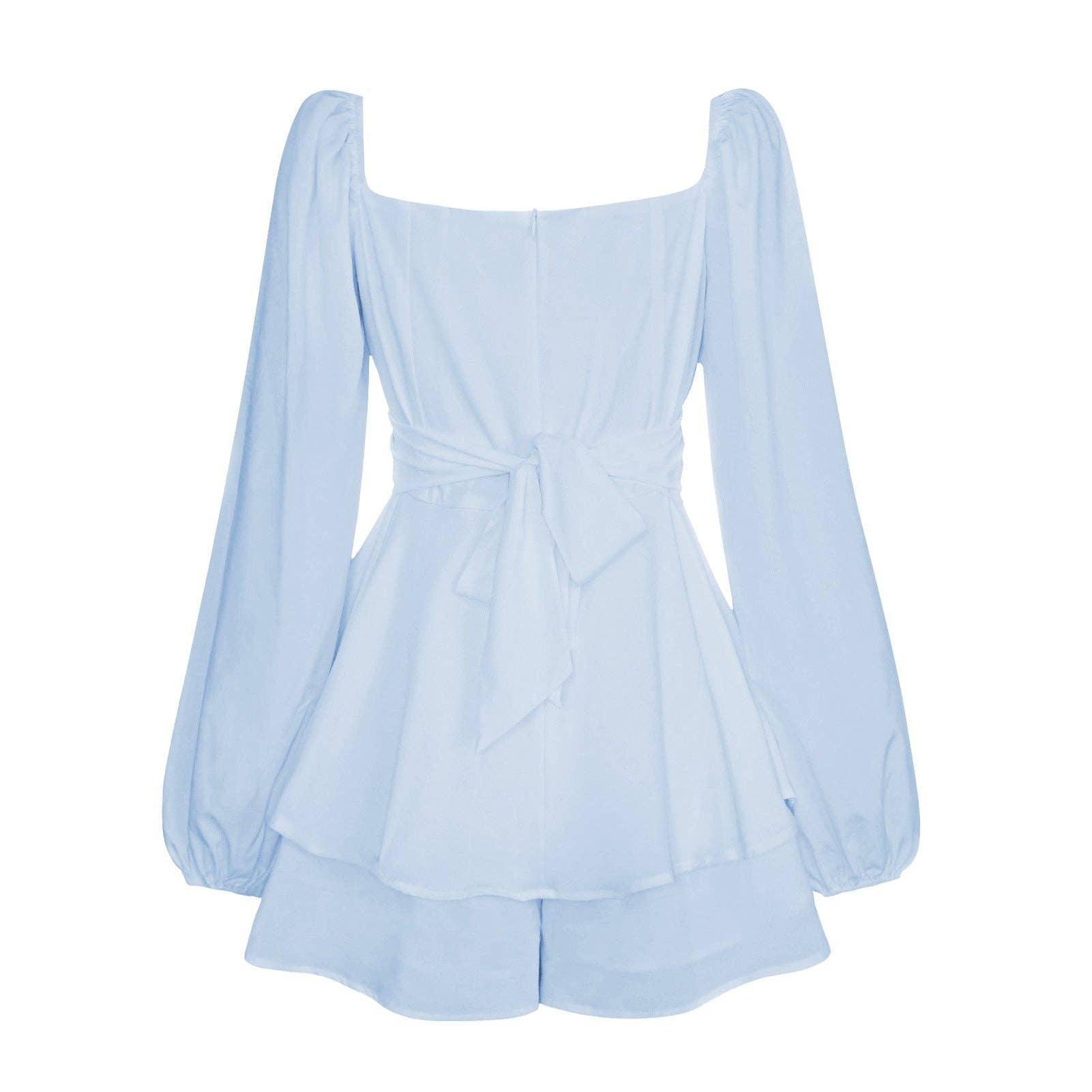 Ladies Lantern Sleeves Square Neck Daily Romper GKAF - SWEETKAMA