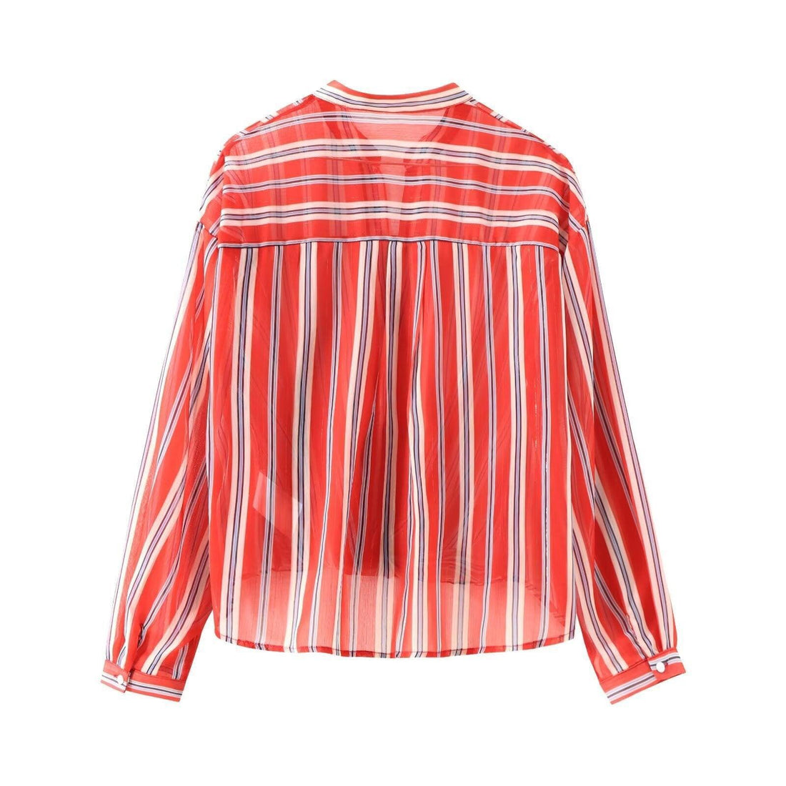 Ladies Long Sleeves Red + White Stripe Shirt K71245 - SWEETKAMA