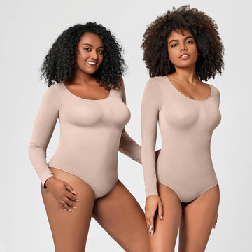 Ladies Long Sleeves Solid Color Daily Bodysuit 32739 - SWEETKAMA