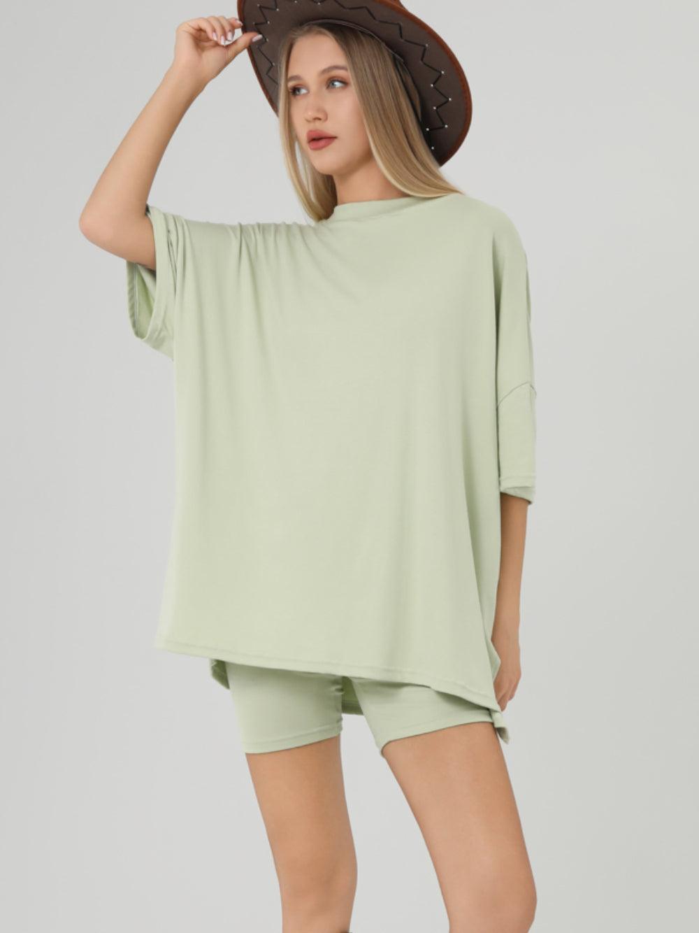 Ladies Loose Top and Shorts 2PCS Casual Tee Set SKST23129 - SWEETKAMA