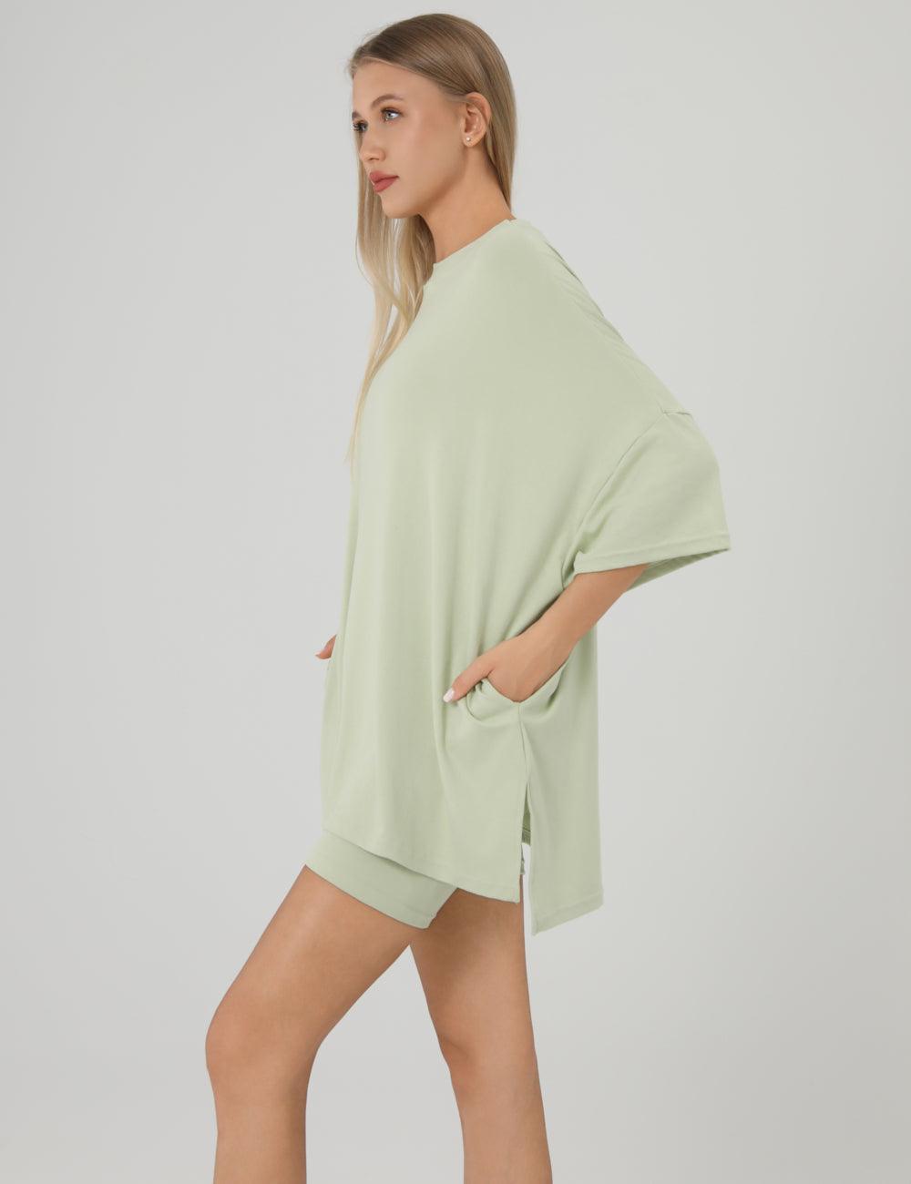 Ladies Loose Top and Shorts 2PCS Casual Tee Set SKST23129 - SWEETKAMA
