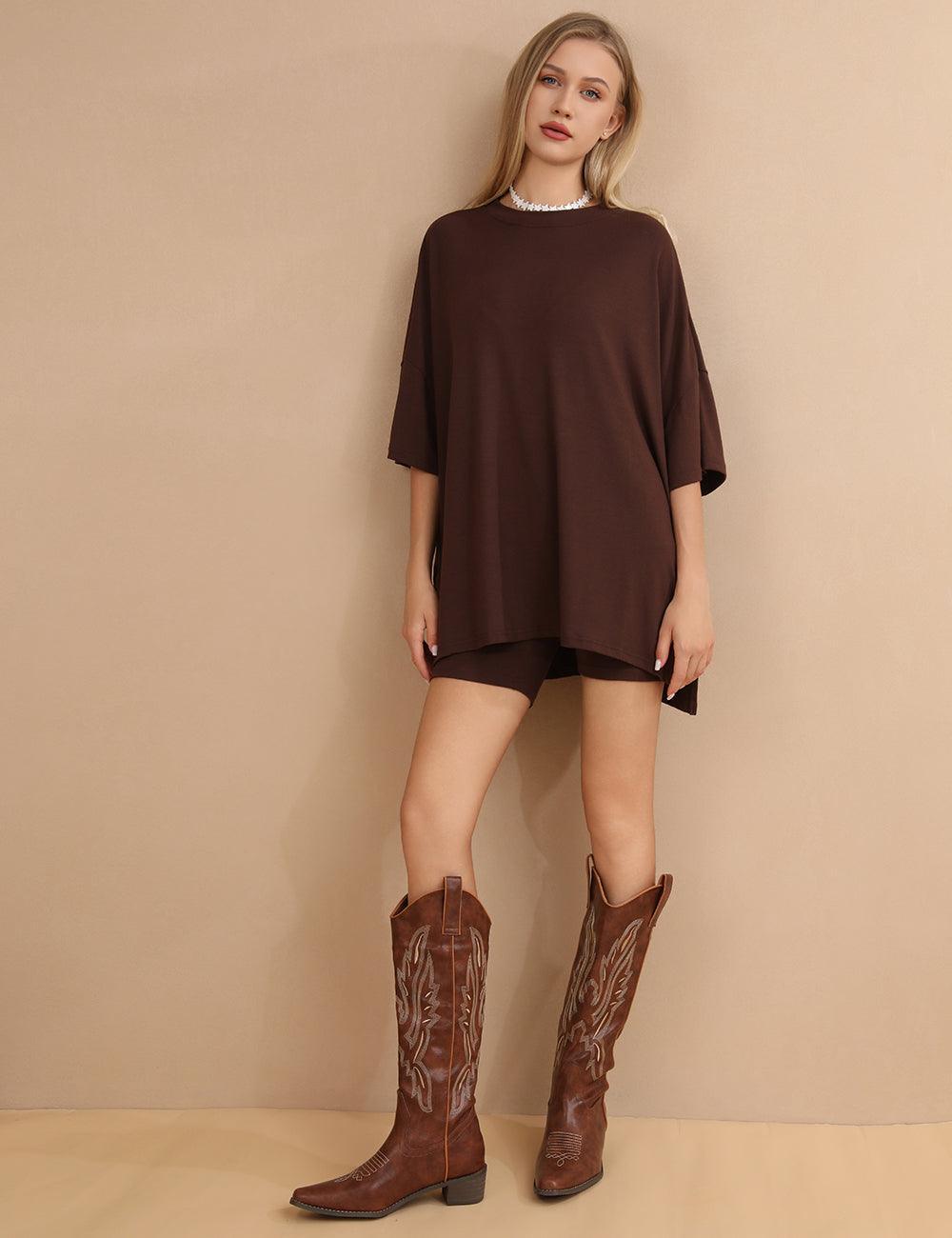 Ladies Loose Top and Shorts 2PCS Casual Tee Set SKST23129 - SWEETKAMA