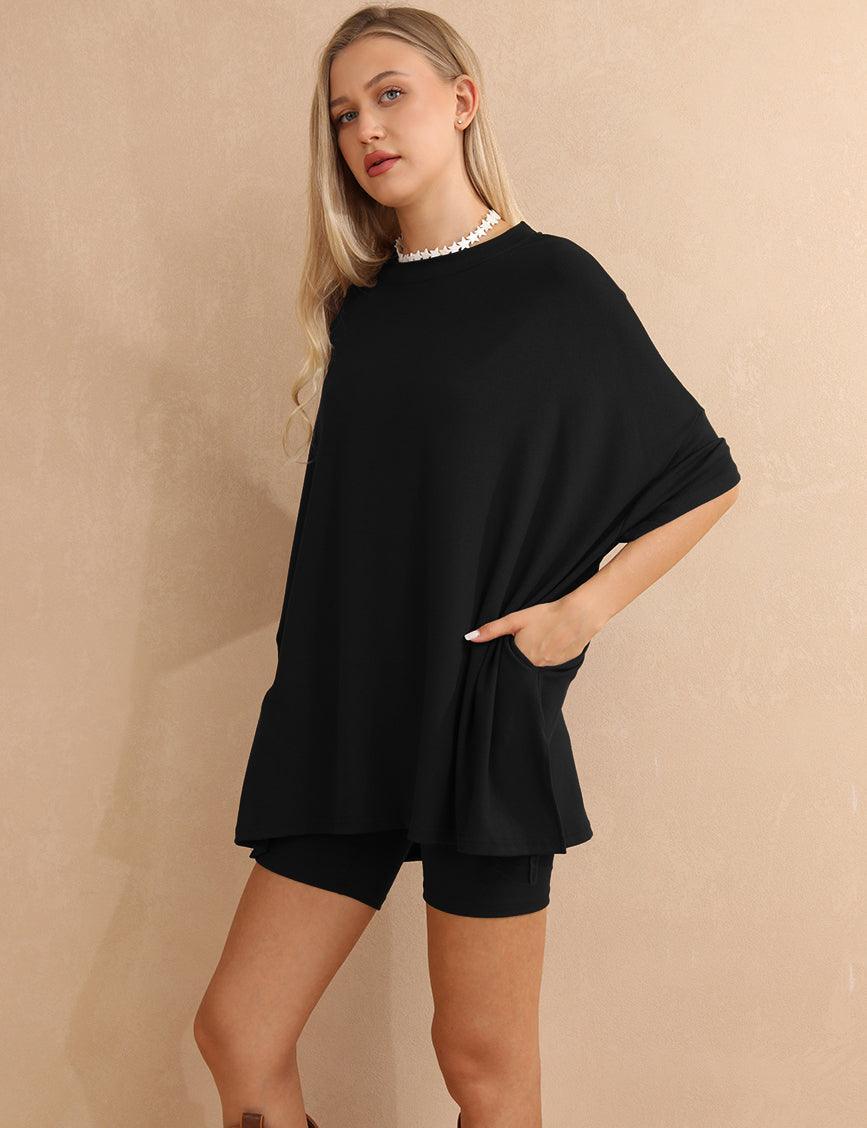 Ladies Loose Top and Shorts 2PCS Casual Tee Set SKST23129 - SWEETKAMA
