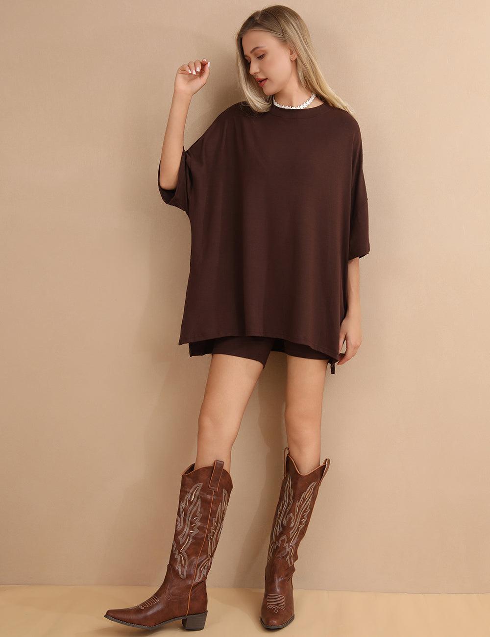 Ladies Loose Top and Shorts 2PCS Casual Tee Set SKST23129 - SWEETKAMA
