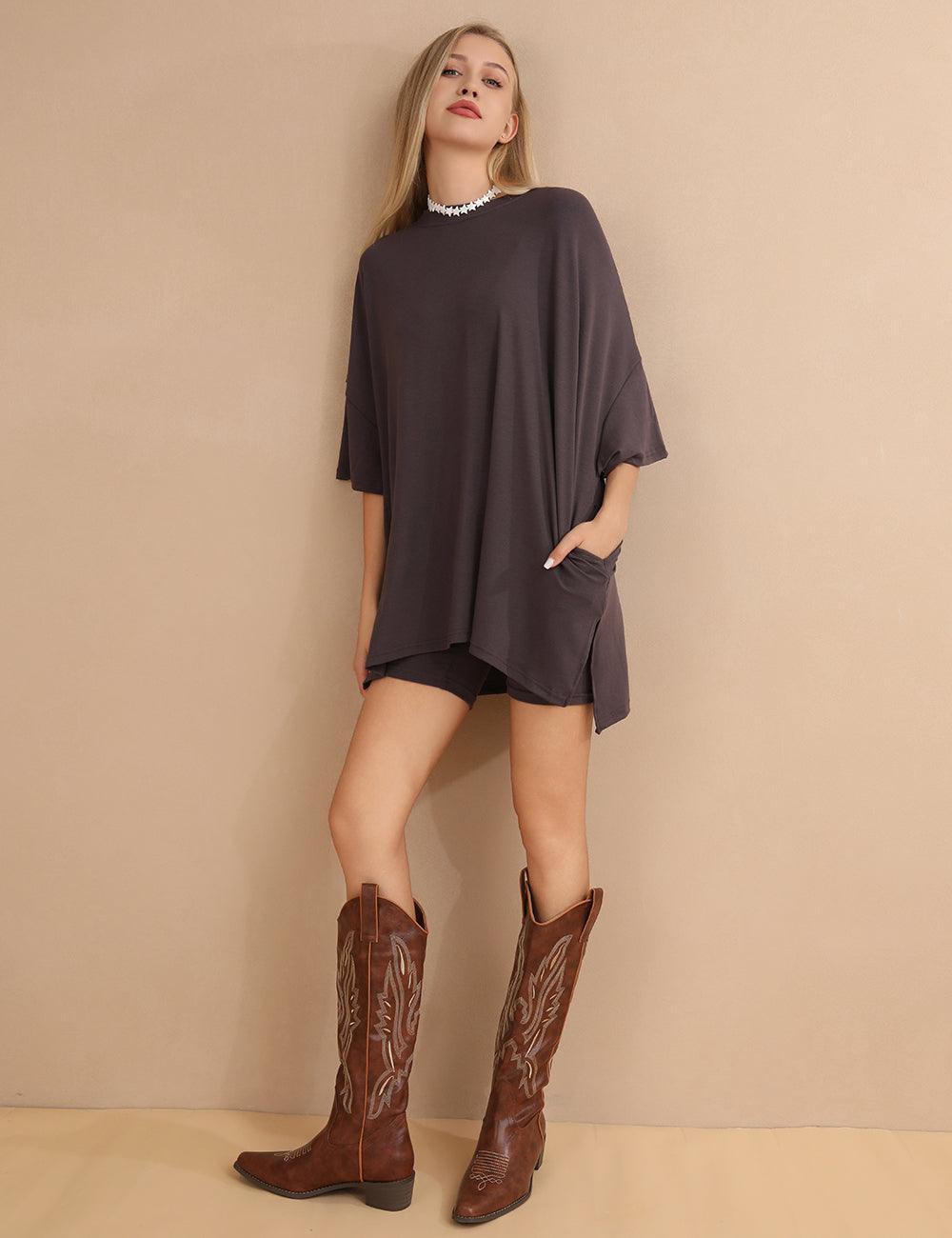 Ladies Loose Top and Shorts 2PCS Casual Tee Set SKST23129 - SWEETKAMA