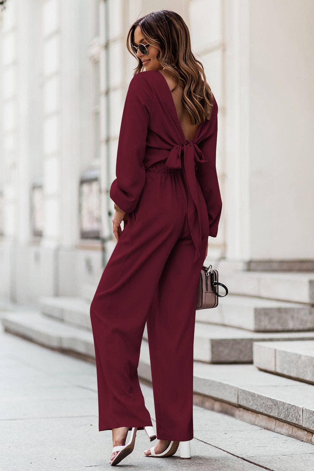 Ladies Mid Lantern Sleeves Daily Top Pants 2PCS Set GZN - SWEETKAMA