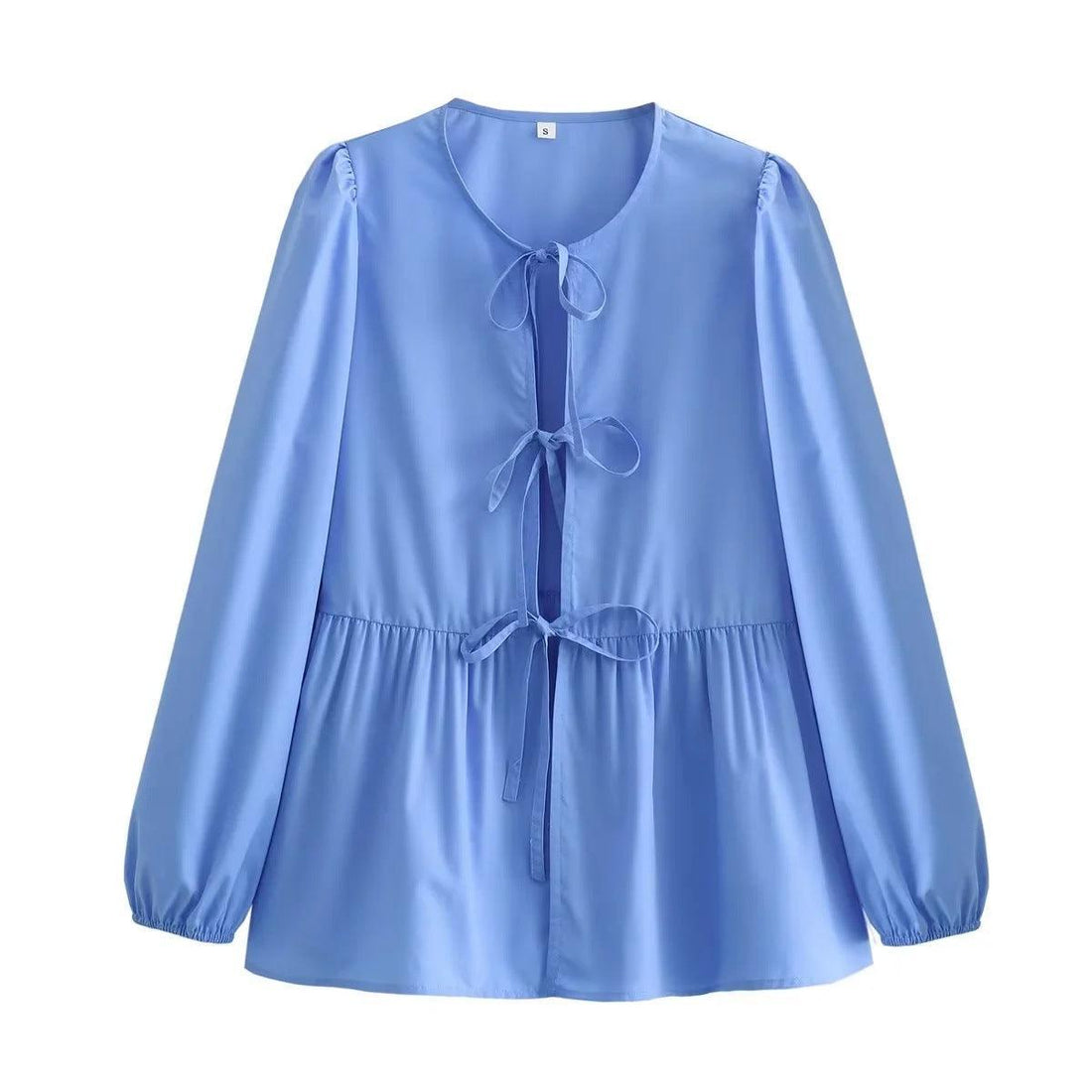 Ladies Puffed Long Sleeves Bowknot Blouse Top B88689 - SWEETKAMA