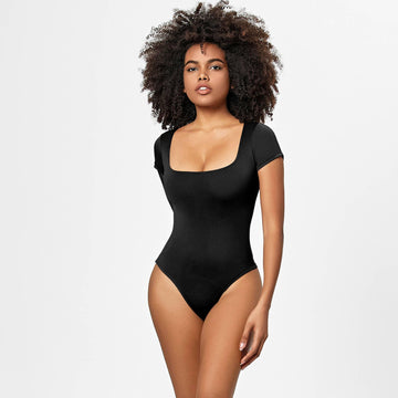 Ladies Short Sleeves Slim Fit Casual Bodysuit 37314 - SWEETKAMA