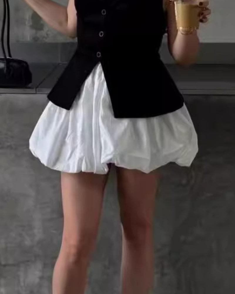 Ladies Solid Color Bubble-Hem Mini Skirt M6110 - SWEETKAMA