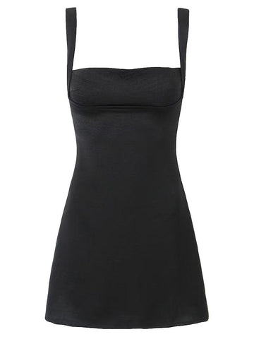 Ladies Solid Color Strap Shoulder Short Dress NG158 - SWEETKAMA