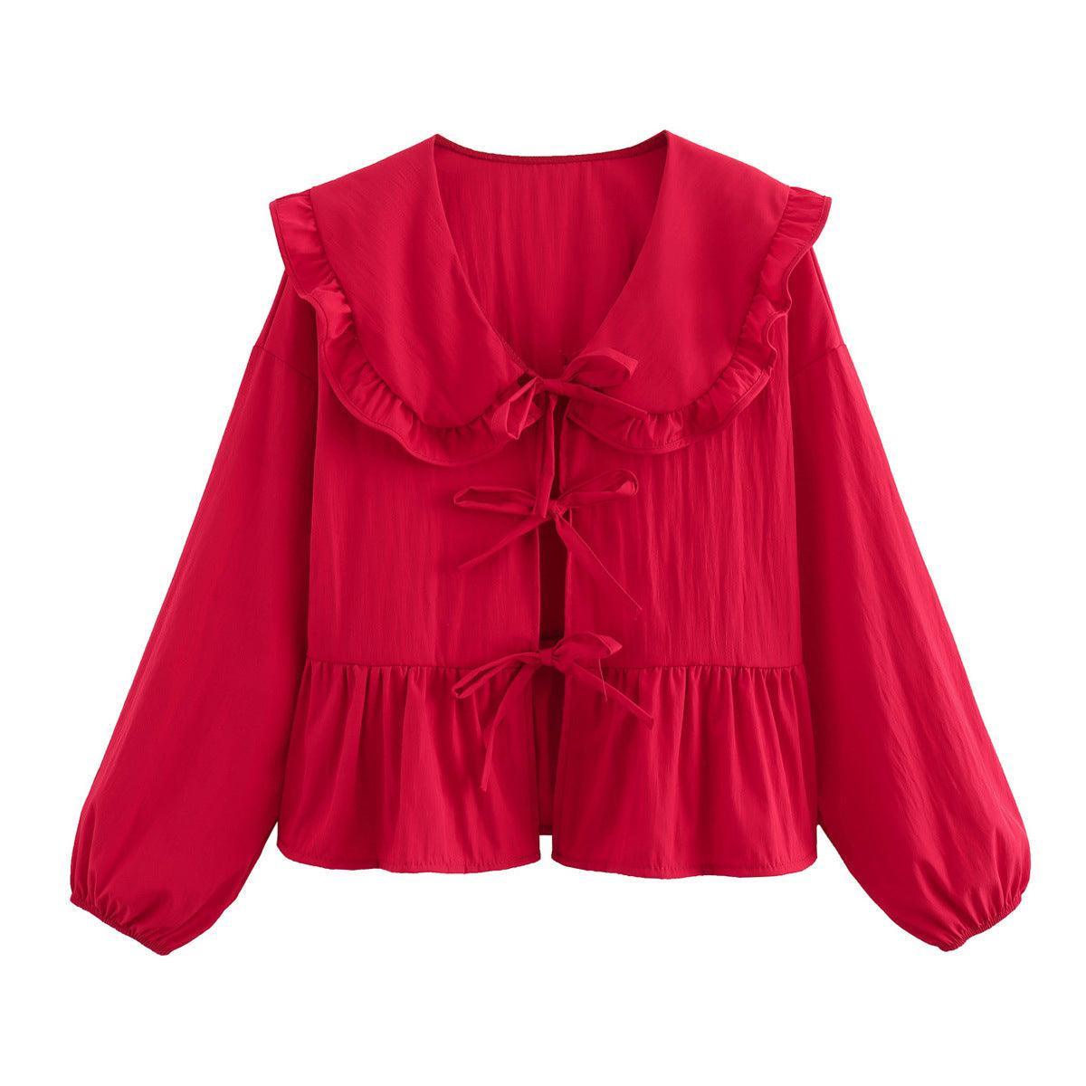 Ladies Solid Color Turndown Collar Shirt B63060 - SWEETKAMA