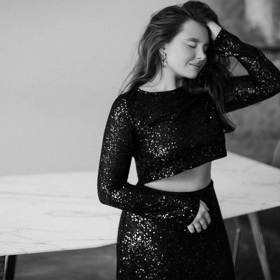 Ladies Sparkle Sequin Party Crop Top 21077 - SWEETKAMA