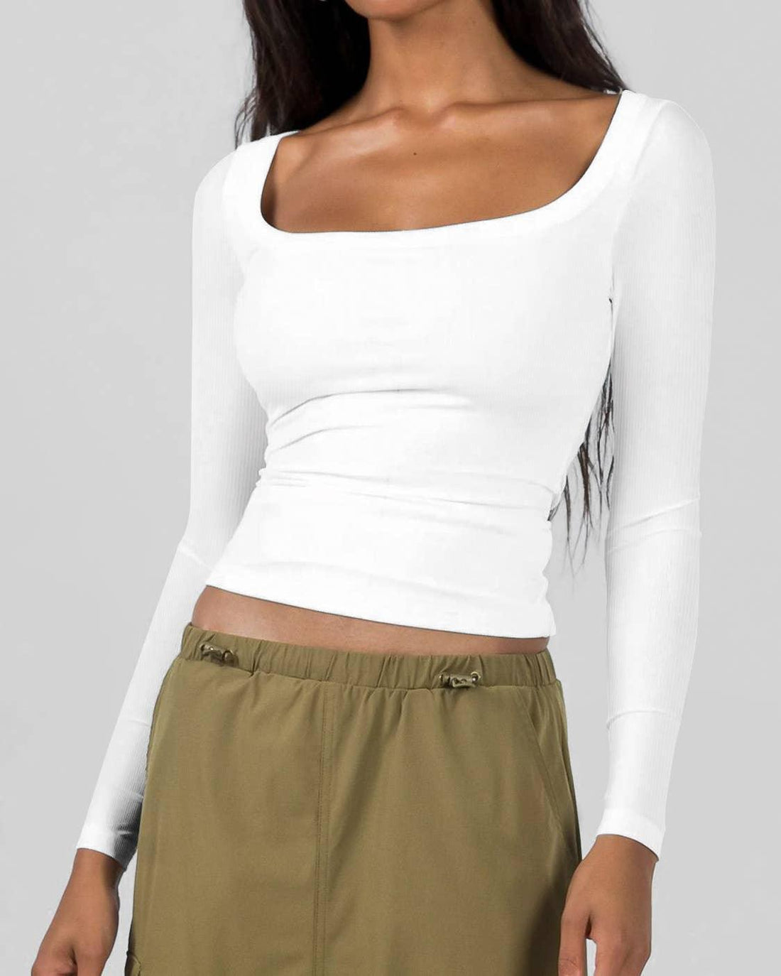 Ladies Square Neck Solid Color Casual Tee ESVO - SWEETKAMA