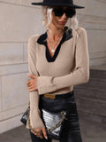 Ladies V-Neck Daily Loose Sweater E2282 - SWEETKAMA