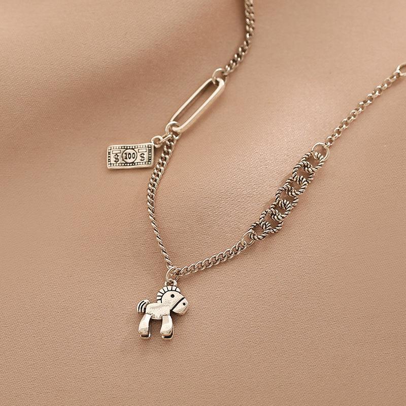 Ladies Vintage Horse & Money Pendent Necklace SKAJ009 - SWEETKAMA