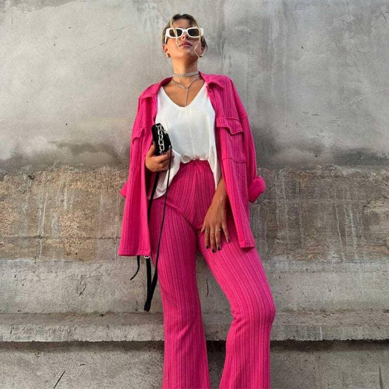 Lapel Solid Color Ladies Daily Loose Shirt HK3094 - SWEETKAMA