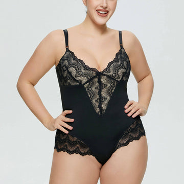 Sexy Solid Color Teddy Lace Lingerie Bodysuit 32524 - SWEETKAMA