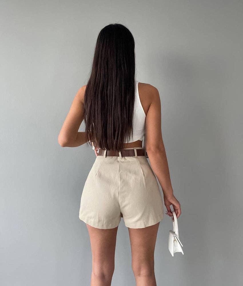 Solid Color High Waist Ladies Skorts KQ7026 - SWEETKAMA