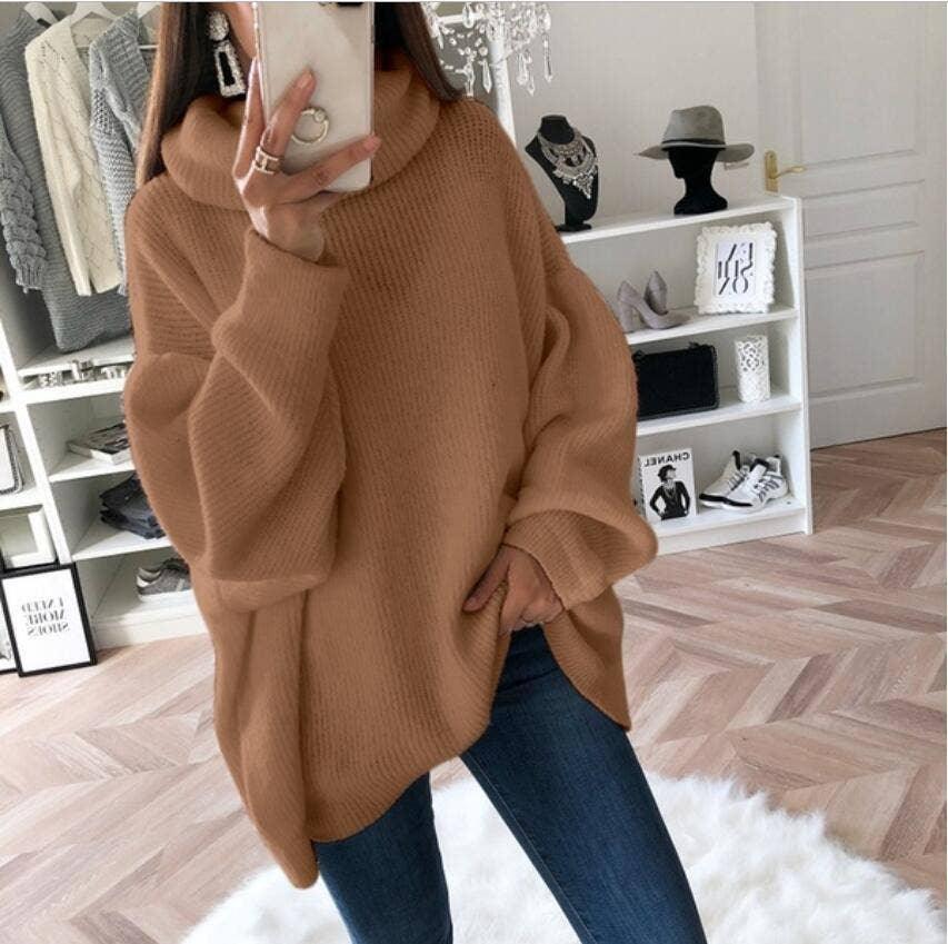 Solid Color Long Sleeves High Collar Sweater HC0176 - SWEETKAMA