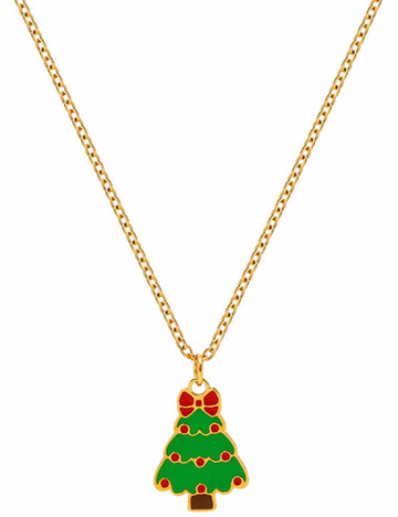 Ladies Christmas Tree Pendant Holiday Necklace
