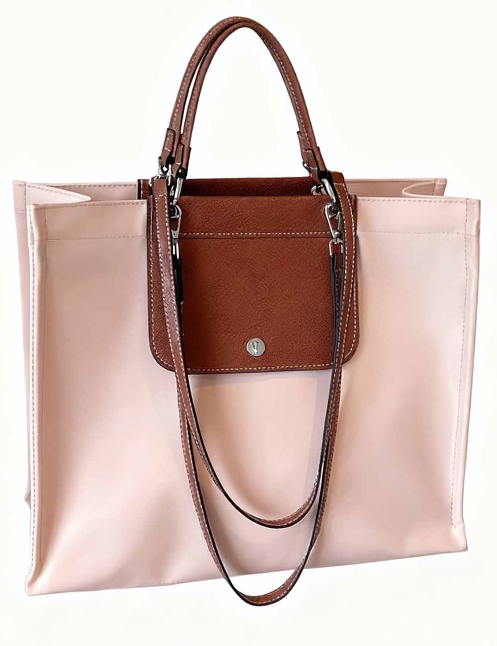 Ladies Simple Color Block Large Capacity Handle Shoulder Bag