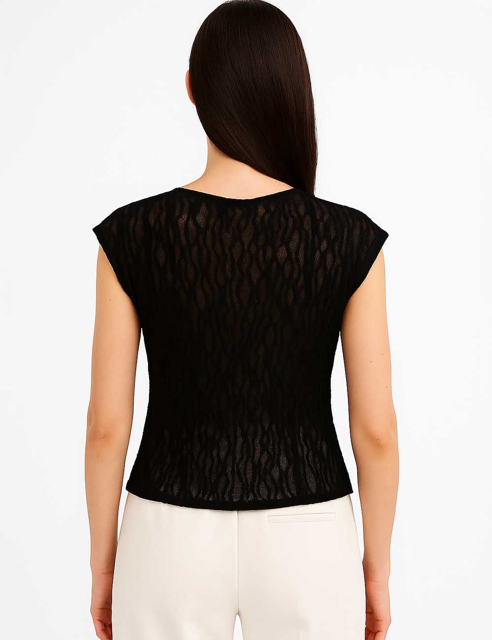 Lace Floral Lace Blouse Capped Sleeves Layering Top