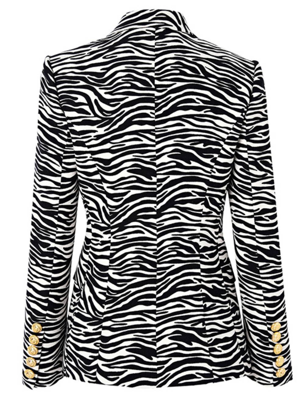 Ladies V-Neck Long Sleeves Zebra Button Blazer SKT51047