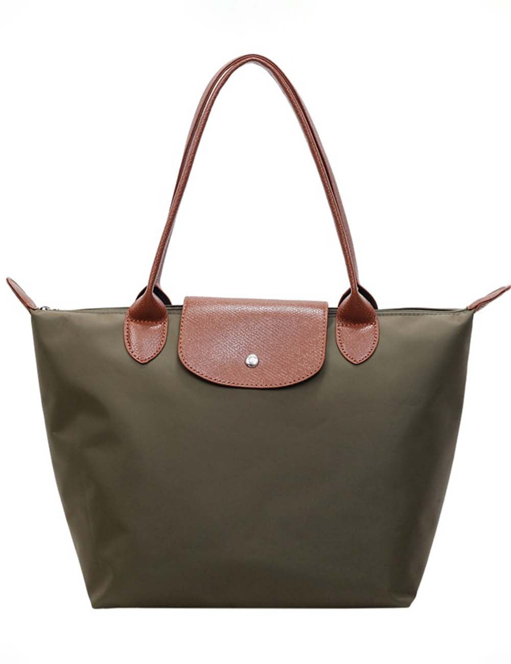 Ladies Color Block Nylon Shoulder Tote Bag