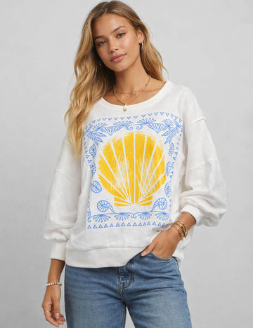 Ladies Everyday Shell Print Pullover Lightweight Sweatshirt