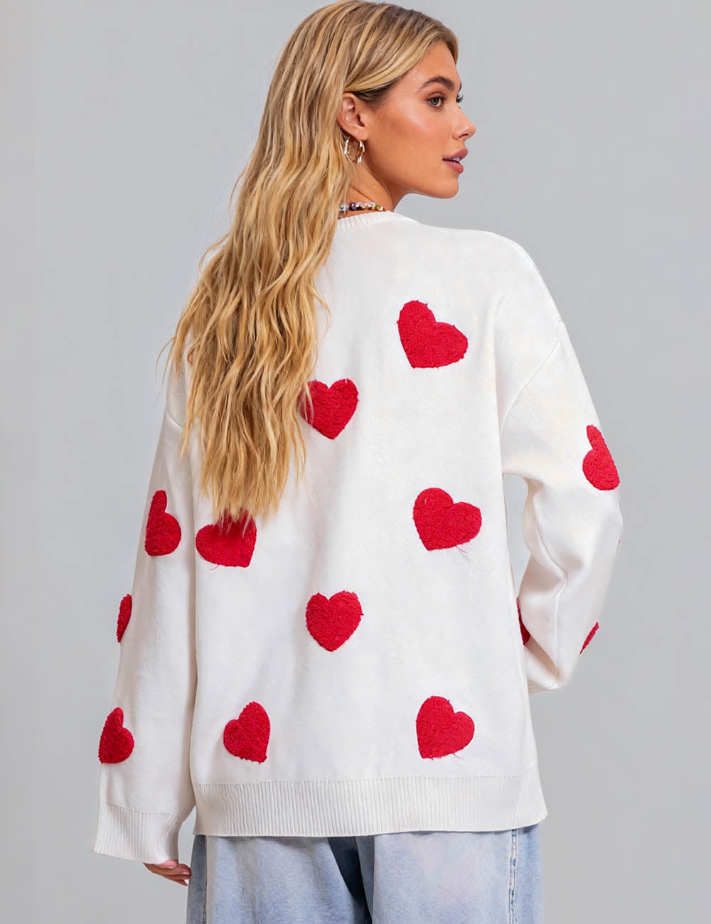 Ladies Valentine's Heart Pullover Sweater SKT41097