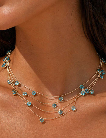 Ladies Multi Layer Rhinestone Choker NeckLace