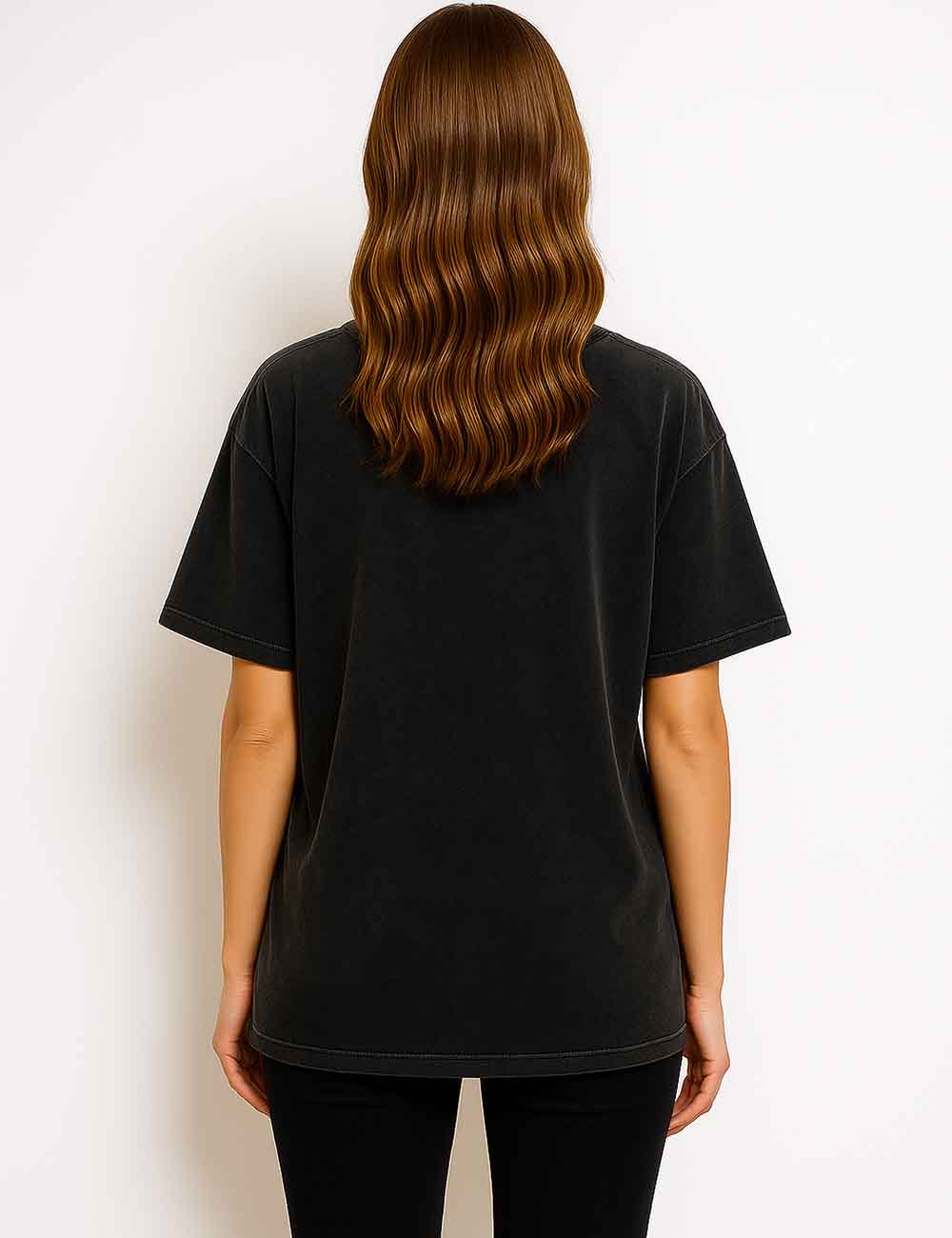Ladies Letter Print Tee Round Neck Stud T-Shirt