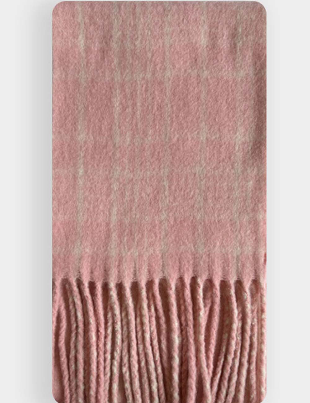Ladies Color Block Plaid Tassel Hem Knit Scarf