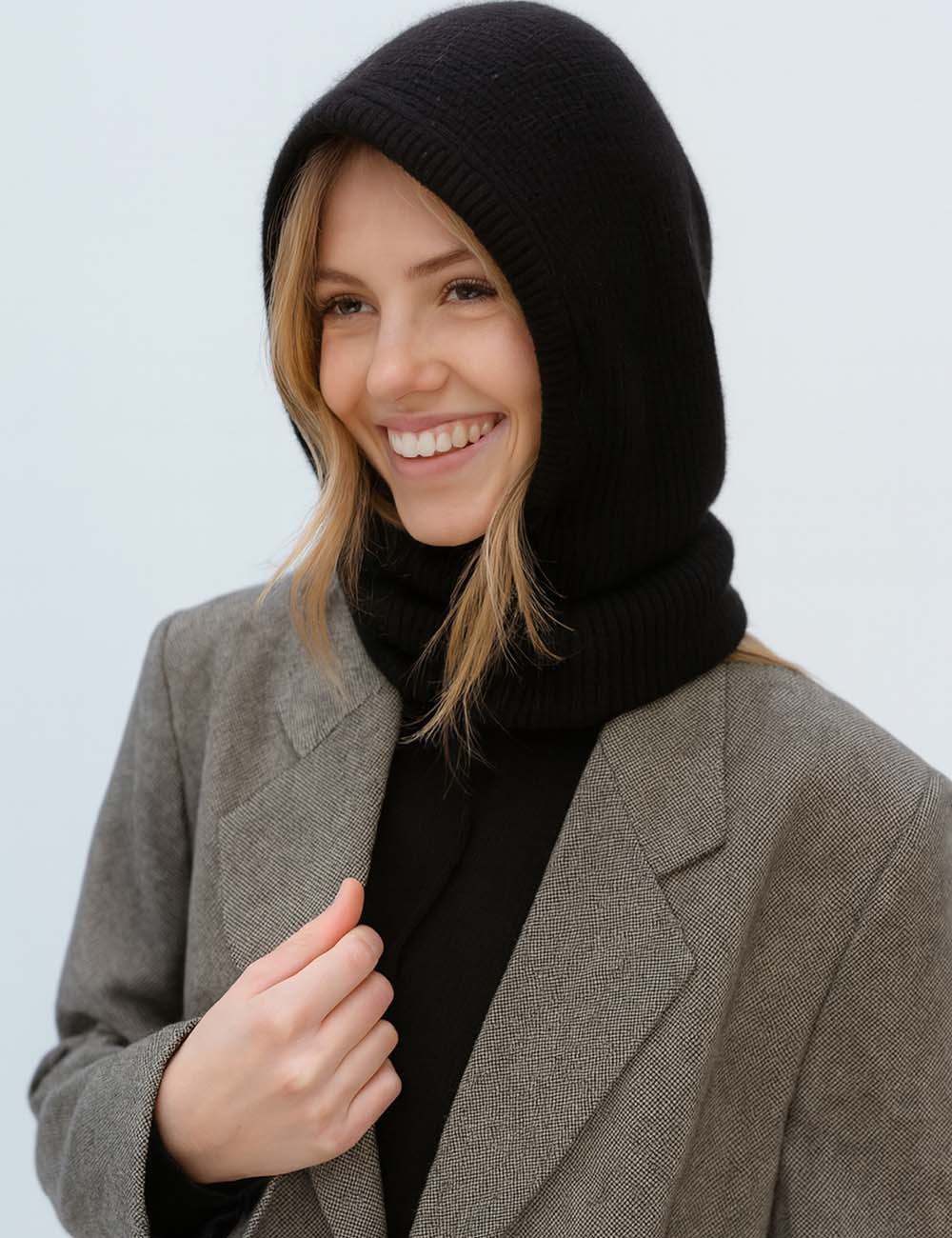 Ladies Fashionable One Piece Hooded Neck Knit Hat