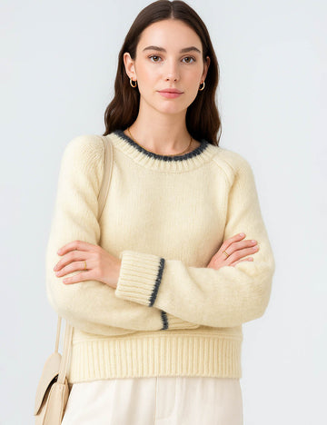Ladies Color Block Long Sleeves Knit Sweater