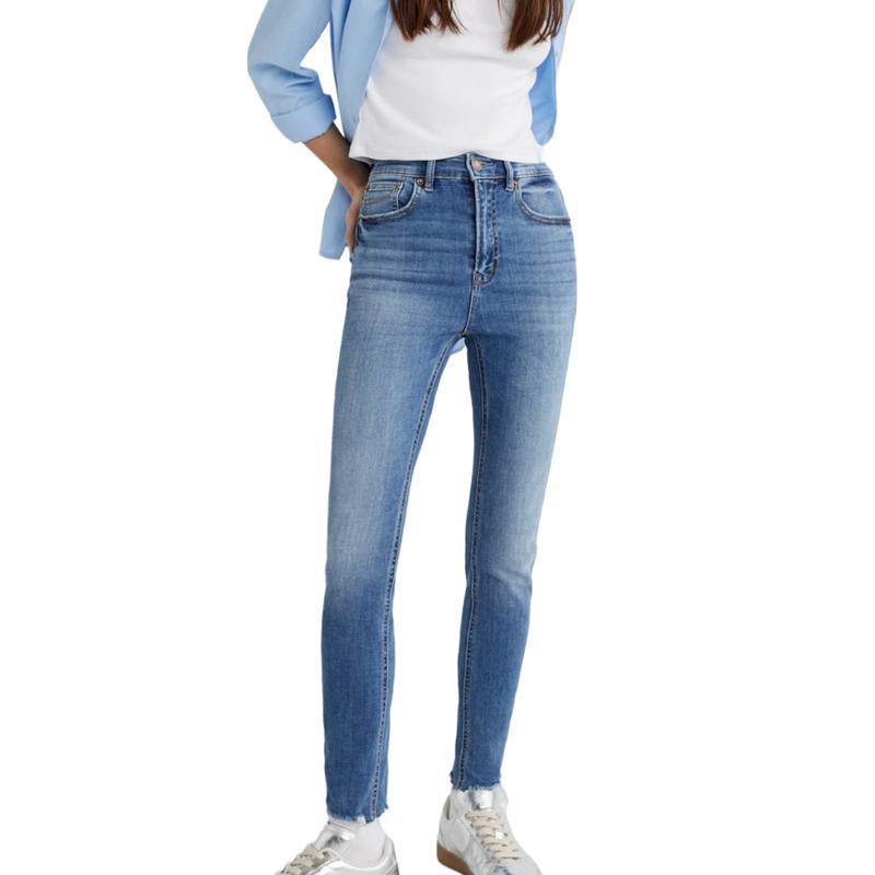 Ladies Mid Waist Push Up Skinny Denim Pants 022001S27
