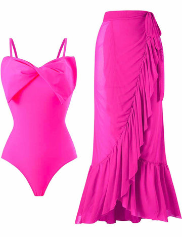 Ladies Bowknot One Piece Swimwear with Salong