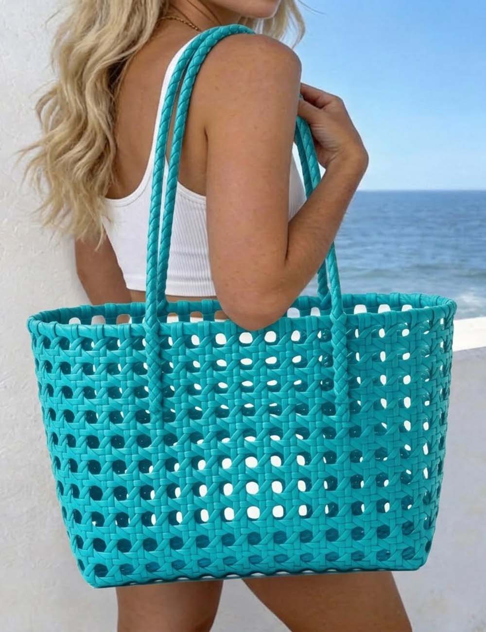 Ladies Hollow Out Summer Beach Shoulder Handbag