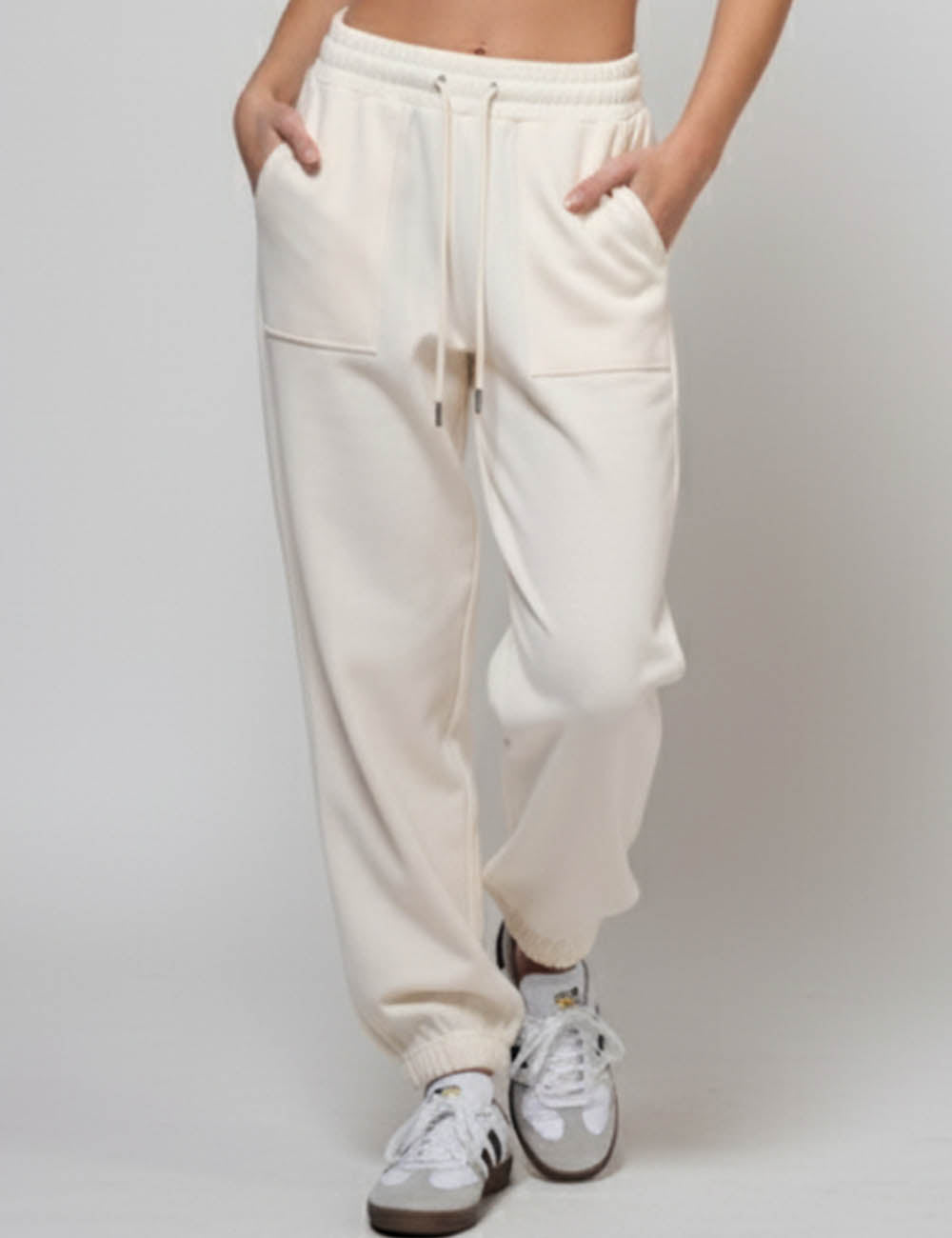 Women Elastic Waist Joggers Pockets Sweatpants SKST50781B