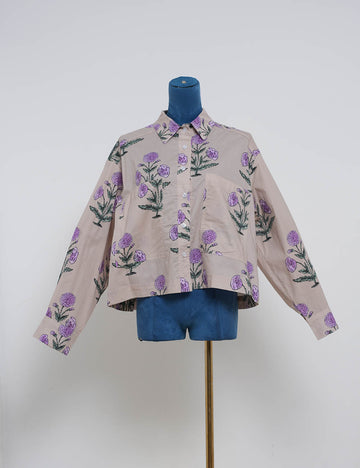 Ladies Boho Floral Print Turndown Collar Button Long Sleeves Shirt