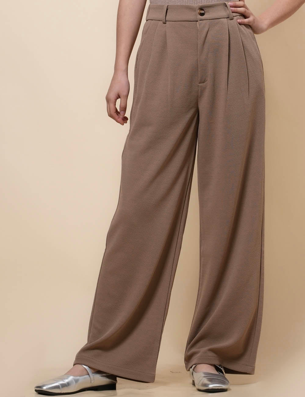 Ladies Botton Open Wide Leg Bastic Pants SKP41099