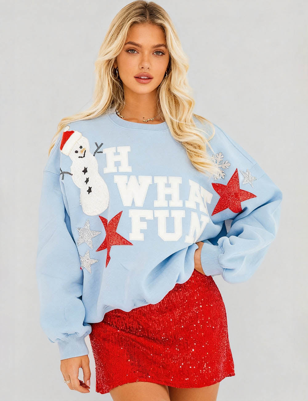 Ladies Christmas Snowman Round Neck Festive Sweatshirt