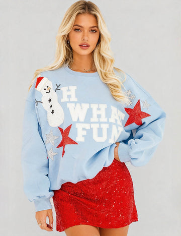 Ladies Christmas Snowman Round Neck Festive Sweatshirt